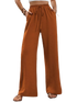 Wide leg drawstring pants made of 100% polyester with an opaque finish and machine washable design