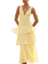 Sleeveless ruffled layered backless maxi dress with tied detail in polyester fabric