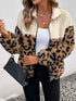 Leopard zip up fleece jacket with pockets and zipper closure in 100% polyester