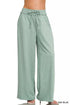 Zenana French Terry wide leg sweatpants with drawstring and pockets in soft breathable cotton fabric