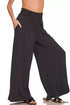 Zenana smocked waist wide leg palazzo pants with side pockets and drawstring in lightweight fabric
